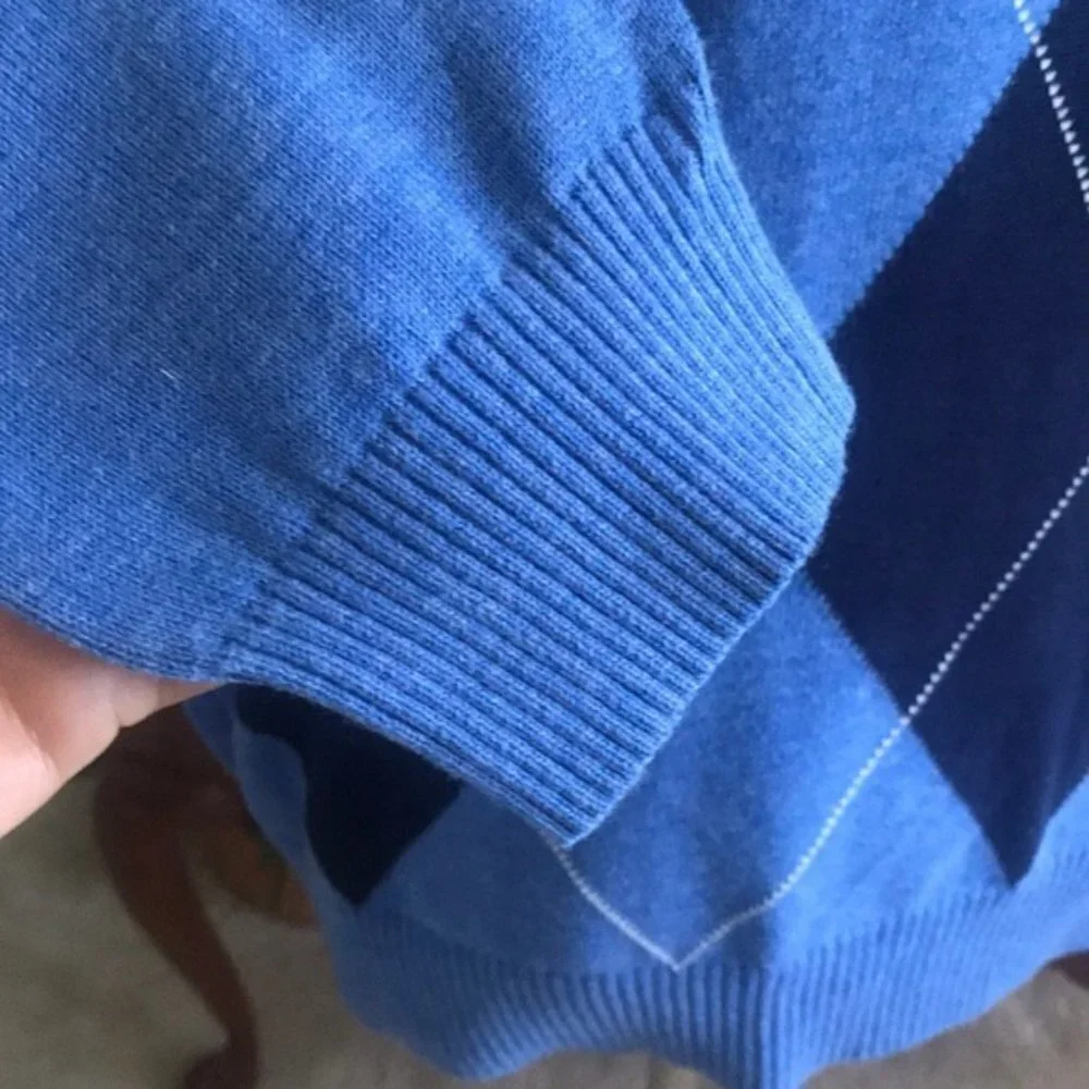 Club Room Argyle Cotton Sweater Blue Size Large - Picture 7 of 7